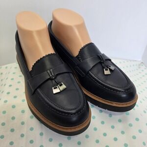 Clarks Collection Leather Loafer Tassel Westlynn Bella Navy Slip On Womens 6.5